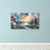 Toile colorful wildflowers on waters edge landscape (Insitu (Plancher de Bois))