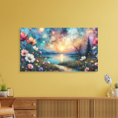 Toile colorful wildflowers on waters edge landscape (Insitu(Salon))