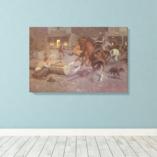 Toile Combat au Roundup Saloon par Bill Gollings