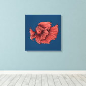 Toile Combat de poissons siamois coralliens (Insitu (Plancher de Bois))