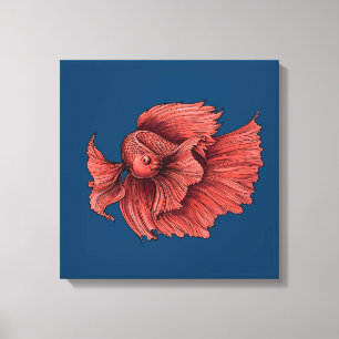 Toile Combat de poissons siamois coralliens