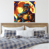 Toile Comic Book Style Werewolf devant la Pleine lune (Insitu(Chambre))