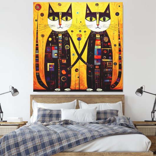 Toile Compagnons Abstraits : Un conte de deux chats (Insitu(Chambre))