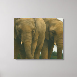 Toile Compagnons éléphants dans la lumière de Savannah
