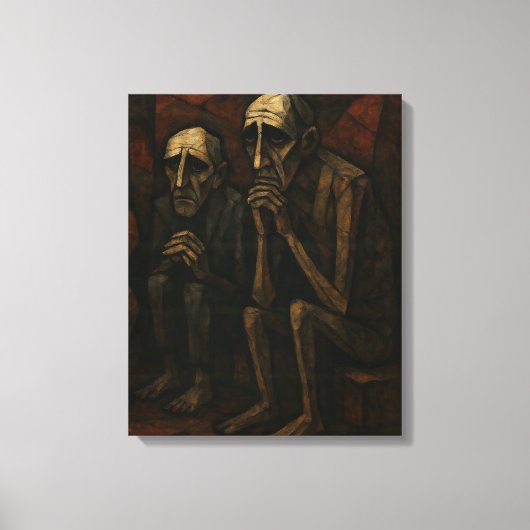 Toile Compagnons silencieux" | Cubiste & Expressionniste (Recto)