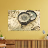Toile Compas antique sur la carte (Insitu(Salon))