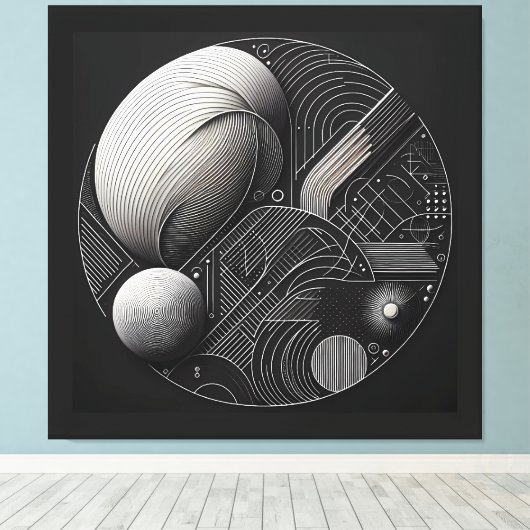Toile Composition à double sphère (Insitu (Plancher de Bois))
