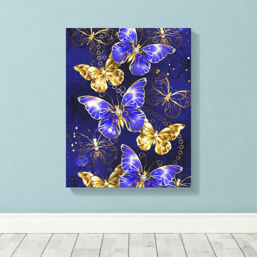 Toile Composition avec papillons Sapphire (Insitu (Plancher de Bois))