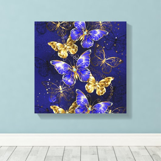 Toile Composition avec papillons Sapphire (Insitu (Plancher de Bois))