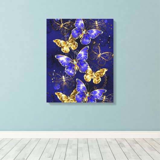 Toile Composition avec papillons Sapphire (Insitu (Plancher de Bois))