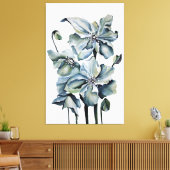 Toile Composition de fleurs botaniques bleues peintes à (Insitu(Salon))