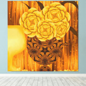 Toile Composition Florale Dorée (Insitu (Plancher de Bois))