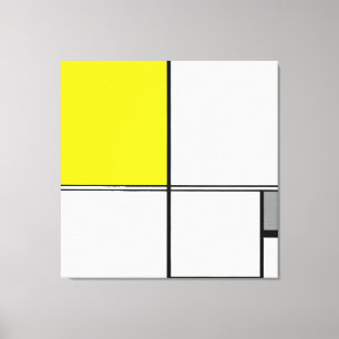 TOILE COMPOSITION MONDRIENNE B AVEC LIGNE DOUBLE ET JAUN