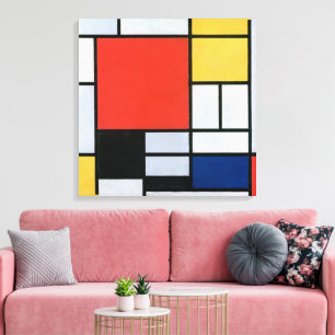 Toile Composition Rouge, Jaune, Bleu, Noir Mondriaan