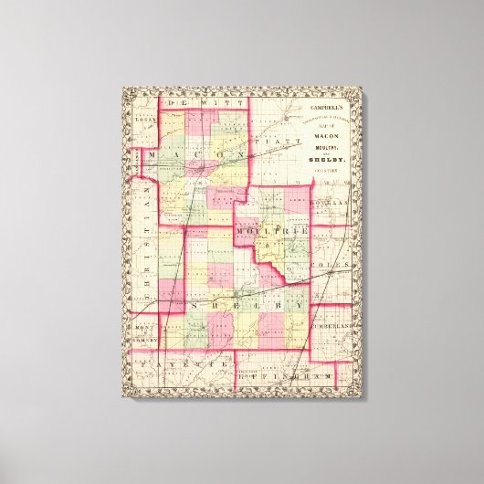 Toile Comtés de Macon, Moultrie, Shelby (Recto)
