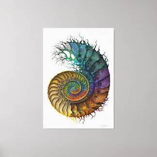 Toile Concept Fossil Ammonite dans colorant d'encre dyna