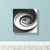 Toile Conception Abstraite Élégante en Spirale Noir et B (Insitu (Plancher de Bois))