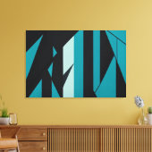 Toile Conception Abstraite Turquoise Noir (Insitu(Salon))