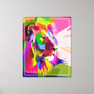 Toile Conception d'art pop prismatique coloré de lion