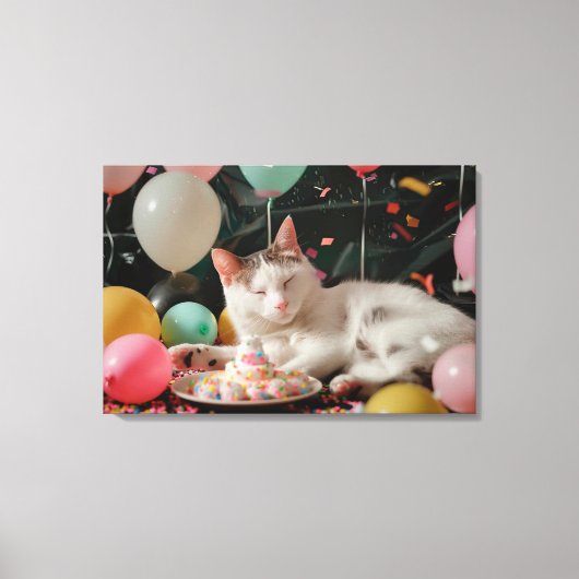 Toile Conception de célébration d'anniversaire de chat a (Recto)
