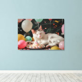 Toile Conception de célébration d'anniversaire de chat a (Insitu (Plancher de Bois))