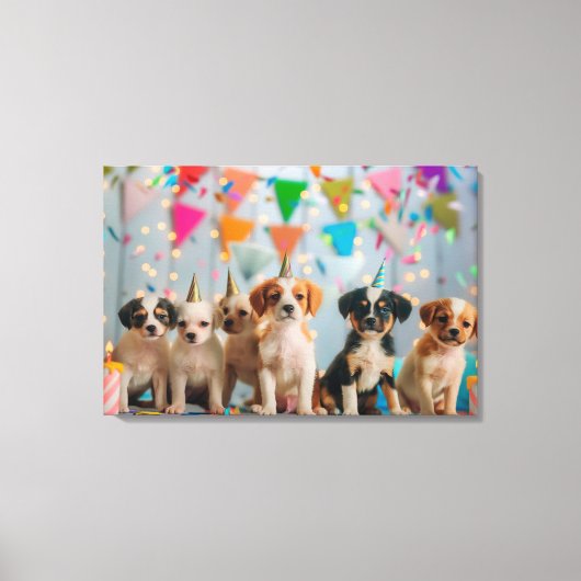 Toile Conception de célébration d'anniversaire de chiots (Recto)