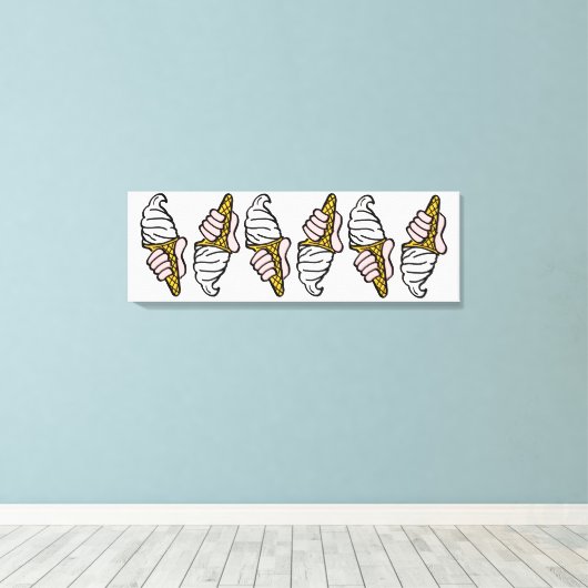 Toile Conception de crème glacée avec cône de crème glac (Insitu (Plancher de Bois))