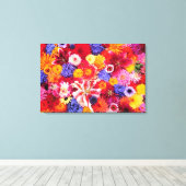 Toile Conception de fleurs de Dahlia, lis orientaux, (Insitu (Plancher de Bois))