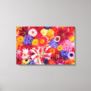 Toile Conception de fleurs de Dahlia, lis orientaux,