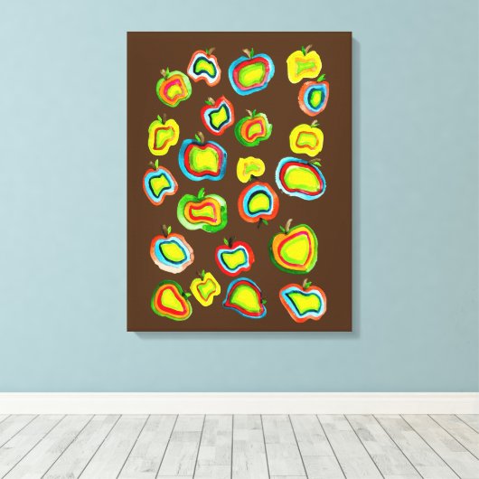 Toile Conception de fruit d'aquarelle pomme funky (Insitu (Plancher de Bois))