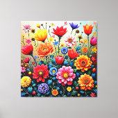 Toile Conception de jardin floral abstrait joyeux (Recto)