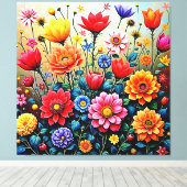 Toile Conception de jardin floral abstrait joyeux (Insitu (Plancher de Bois))