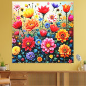 Toile Conception de jardin floral abstrait joyeux (Insitu(Salon))