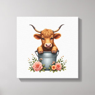 Toile Conception de marché de fleurs de vache Highland v