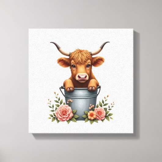 Toile Conception de marché de fleurs de vache Highland v (Recto)