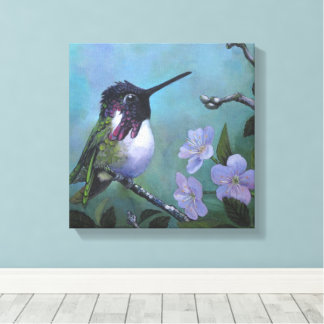 Toile Conception de mur d'oiseau-mouche mignon branche d