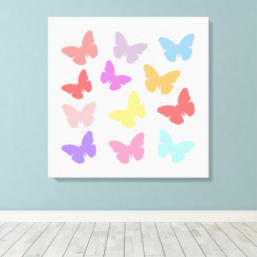 Toile Conception de papillons multicolores (Insitu (Plancher de Bois))