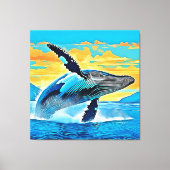 Toile Conception de saut de liberté océanique de baleine (Recto)