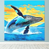 Toile Conception de saut de liberté océanique de baleine (Insitu (Plancher de Bois))