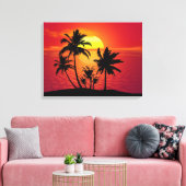 Toile Conception de silhouette de palmiers au coucher du (Insitu(Salon))