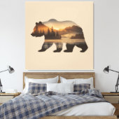 Toile Conception de silhouette d'ours avec vue sur couch (Insitu(Chambre))