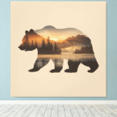Toile Conception de silhouette d'ours avec vue sur couch (Insitu (Plancher de Bois))