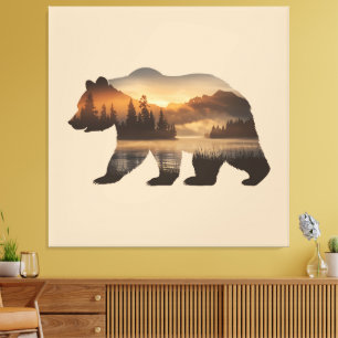 Toile Conception de silhouette d'ours avec vue sur couch