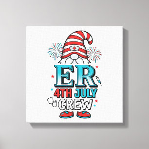 Toile Conception de T-shirt Gnome Patriotique ER 4 juill
