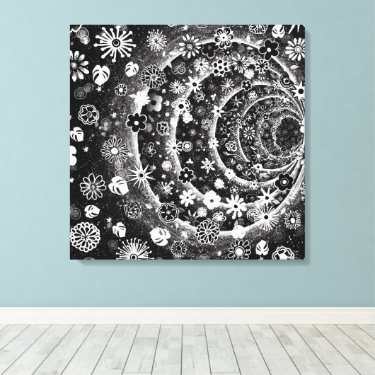 Toile Conception de tunnel floral noir et blanc (Insitu (Plancher de Bois))
