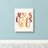 Toile Conception de typographie chrétienne Jésus aime  (Insitu (Plancher de Bois))