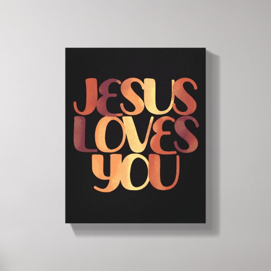 Toile Conception de typographie chrétienne Jésus aime (Recto)