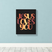 Toile Conception de typographie chrétienne Jésus aime (Insitu (Plancher de Bois))