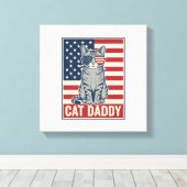 Toile Conception de vecteur de chat patriotique Cat Dadd (Insitu (Plancher de Bois))