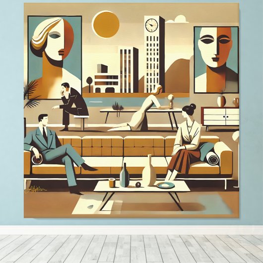Toile Conception d'intérieur d'art de salon de style mil (Insitu (Plancher de Bois))